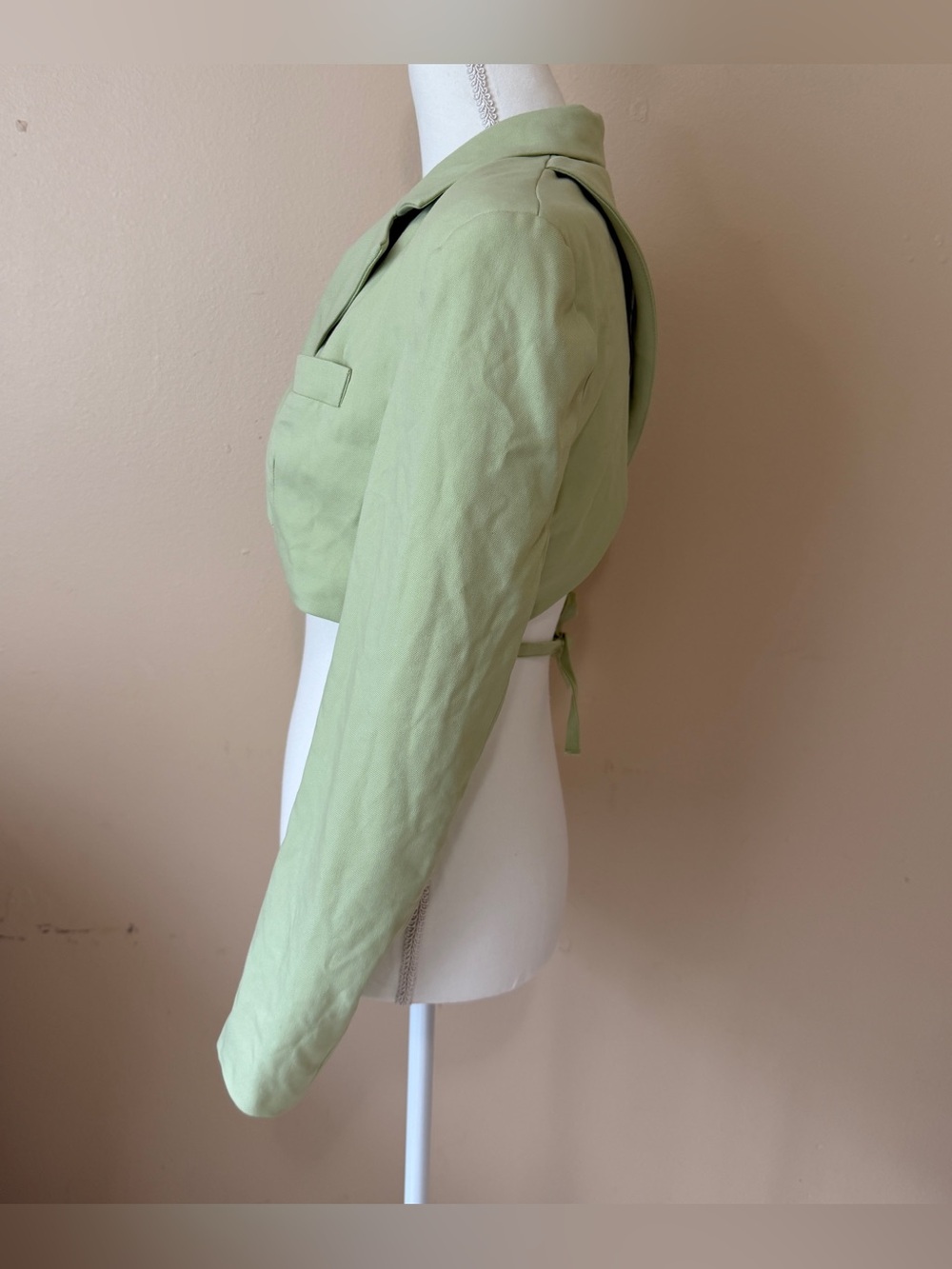 BERSHKA Sage green Crop Blazer With Back Detail Size S - Picture 8 of 15